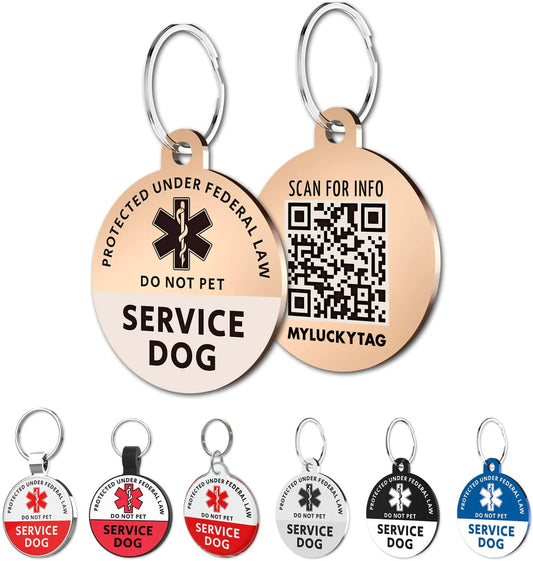 MYLUCKYTAG™ Service Dog QR Code ID Tag – Stainless Steel, Online Profile & Location Alerts